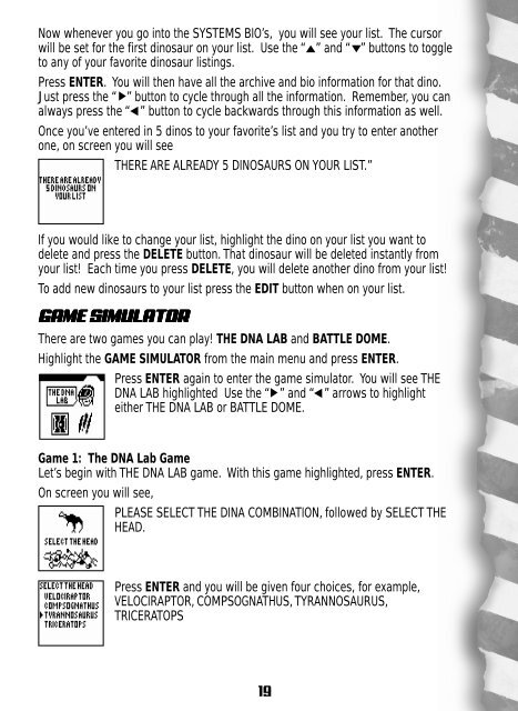 Jurassic Park III Dino Dex Instructions - Hasbro