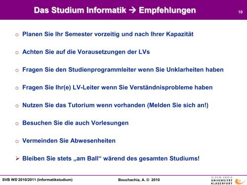 Das Studium Informatik - ÖH Klagenfurt - Universität Klagenfurt