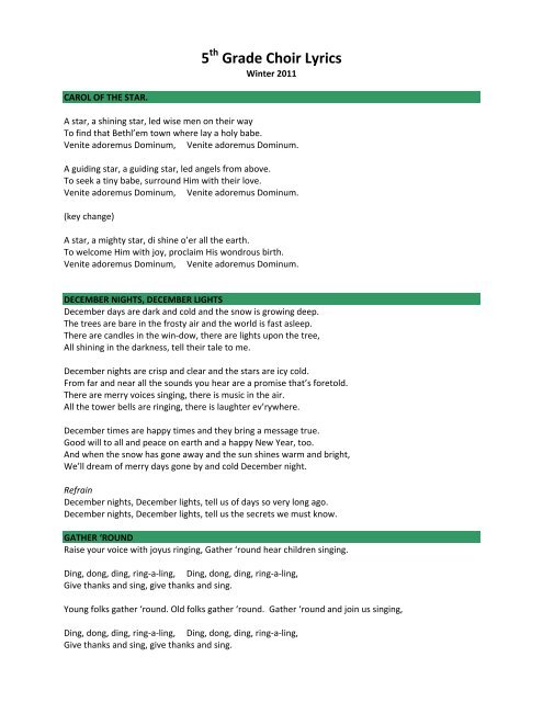Opschudding aspect Beter 5 Grade Choir Lyrics