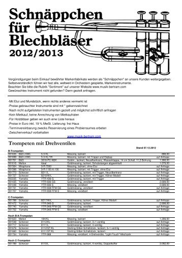 Trompeten mit Drehventilen - Musik Bertram