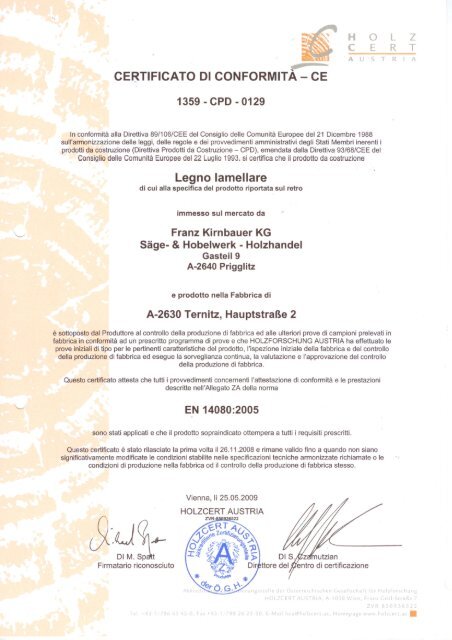 CE Certificato BSH - Kirnbauer .at