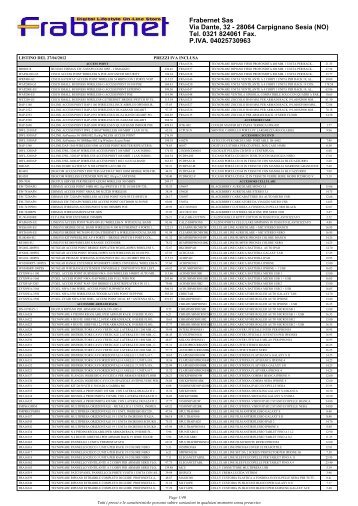 listino completo - Frabernet Sas