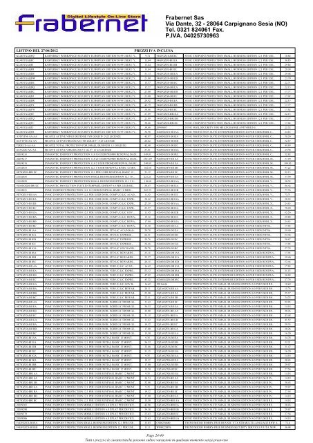 listino completo - Frabernet Sas