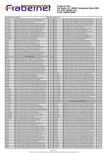 listino completo - Frabernet Sas