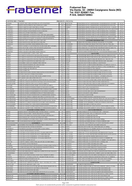 listino completo - Frabernet Sas