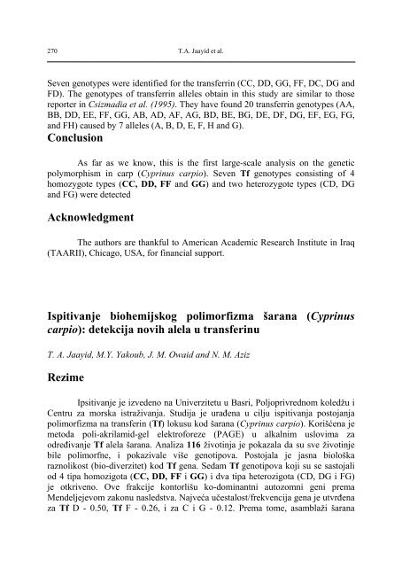 Biotechnology in Animal Husbandry - Institut za Stočarstvo