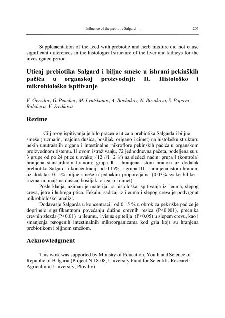 Biotechnology in Animal Husbandry - Institut za Stočarstvo