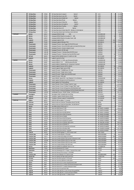 Tarifs - Informat Systems