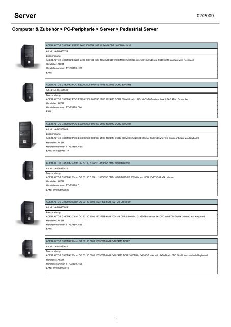 - Blade Server - Pedestrial Server - Rack Server - Barebone Server ...