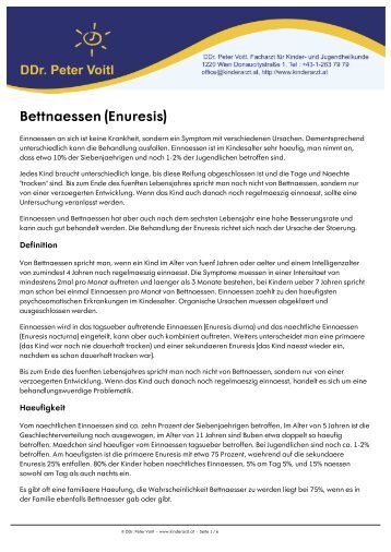 Bettnaessen (Enuresis) - Dr. Peter Voitl