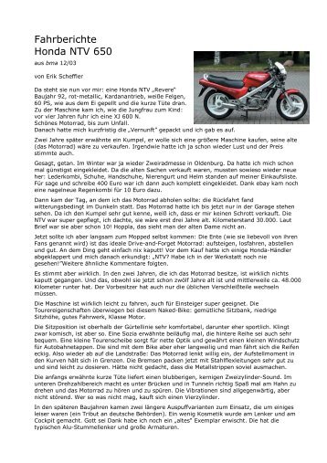 Fahrbericht Honda NTV 650 - Motorradfreunde Landsberg eV