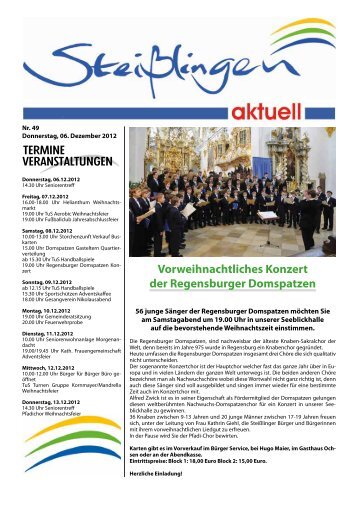 Vorweihnachtliches Konzert der Regensburger ... - Steißlingen