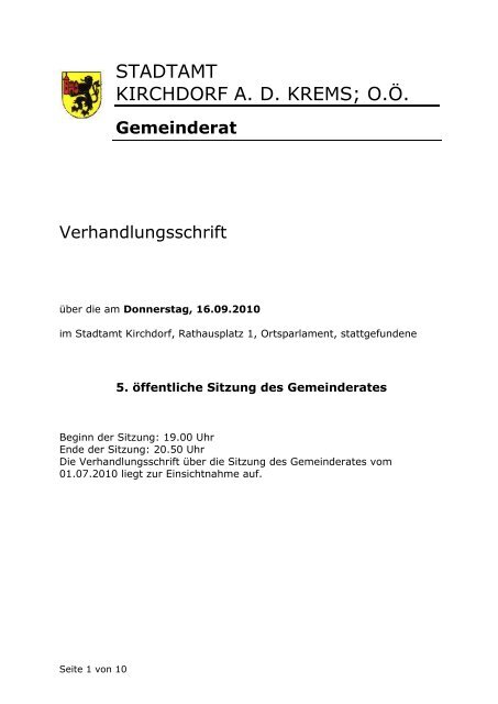 Gemeinderat - in Kirchdorf an der Krems