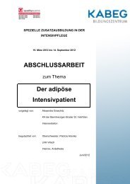 ABSCHLUSSARBEIT Der adipöse Intensivpatient - Kabeg