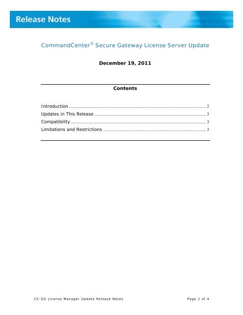 CommandCenter® Secure Gateway License Server Update - Raritan