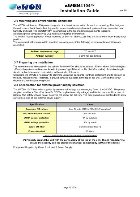 eWON4104™ Installation Guide - eWON Support