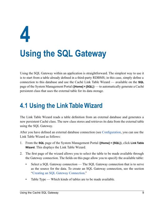 Using the Caché SQL Gateway - InterSystems