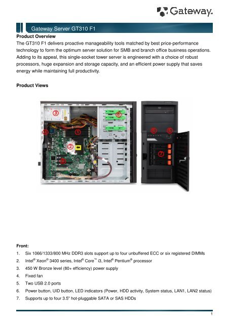 Gateway Server GT310 F1 - Acer