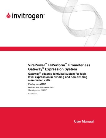 ViraPower™ Promoterless Lentiviral Gateway® Kits - Invitrogen