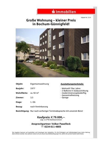 Große Wohnung – kleiner Preis in Bochum-Günnigfeld!