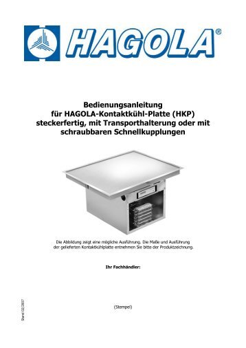 Bedienungsanleitung für HAGOLA-Kontaktkühl-Platte (HKP ...