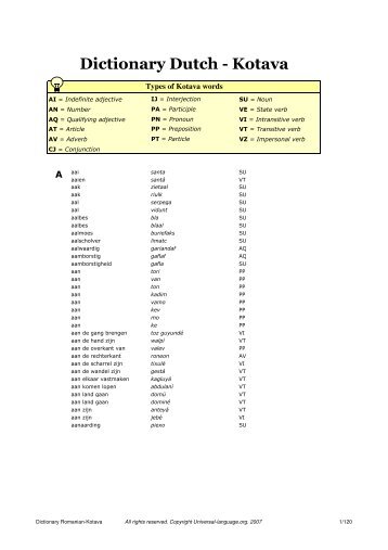 Dictionary Dutch - Kotava - on International Language website