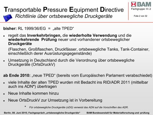 Fachgruppe III.2 - TES Technische Sicherheit - Bundesanstalt für ...