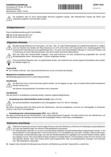 Installationsanleitung V-Zug Einbaudunstabzug DF-S - Elektroshop24