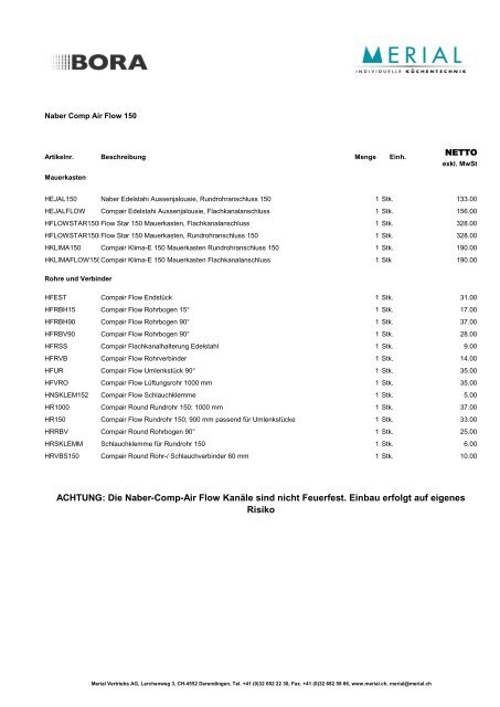 Professional Preisliste - Merial.ch