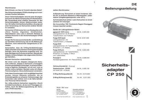 adapter CP 250 Bedienungsanleitung - WLD Tec.