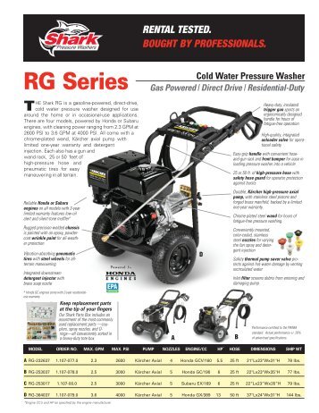 RG Series Cold Water Pressure Washer Gas Powered ... - Landa