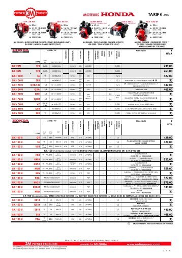 TARIF MOTEURS HONDA - mdmpower.com