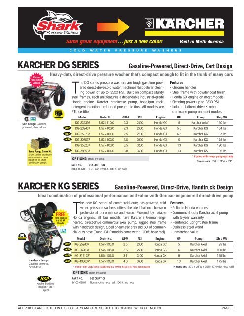 KARCHER DG SERIES KARCHER KG SERIES