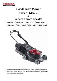 Honda Lawn Mower Owner's Manual Service Record Booklet
