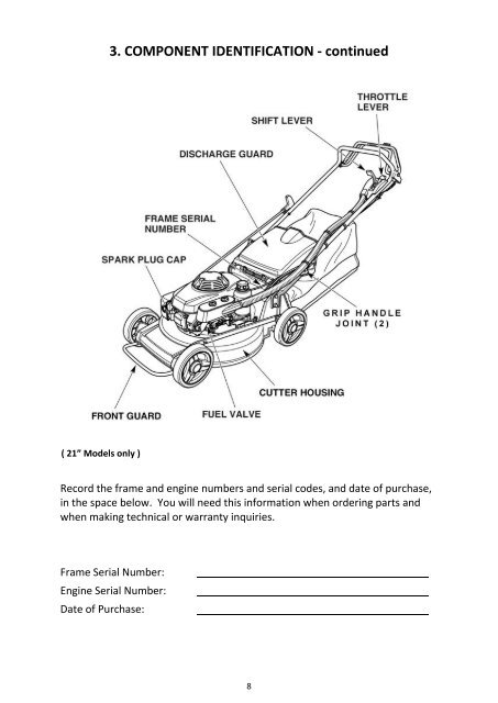 Honda Lawn Mower Owner's Manual Service Record Booklet