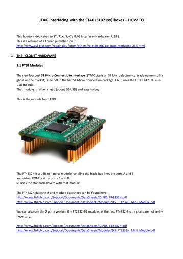 JTAG Interfacing with the ST40 (STB71xx) boxes – HOW TO