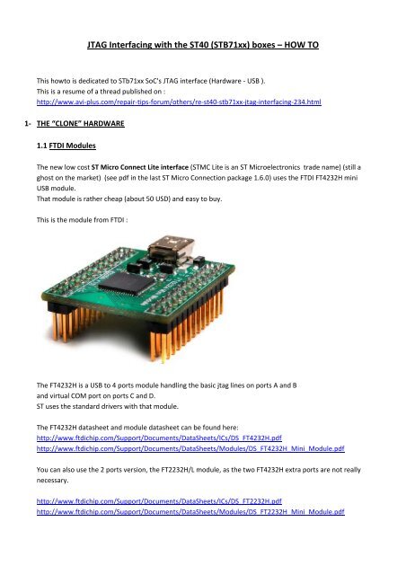 JTAG Interfacing with the ST40 (STB71xx) boxes – HOW TO