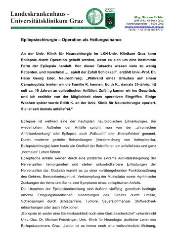Presseinformation (262 kB) - LKH-Univ. Klinikum Graz