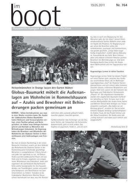 Globus Baumarkt Mobelt Die Aussenan Lagen Am Diakonie Stetten