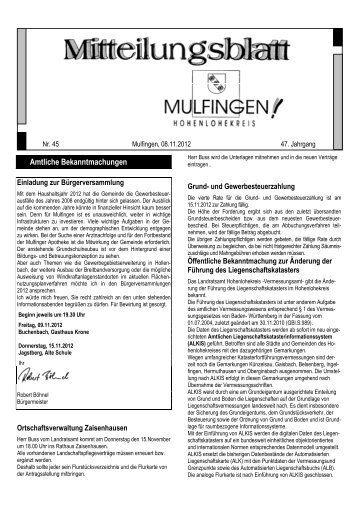 Bitte beachten! - Gemeinde Mulfingen