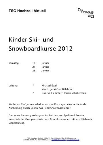 Kinder Ski Kinder Ski - TSG Augsburg-Hochzoll 1889 eV