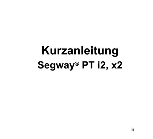 Kurzanleitung - Segway Verona