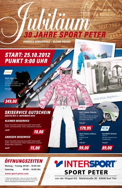 Start: 25.10.2012 Punkt 9:00 uhr - Intersport Sport Peter