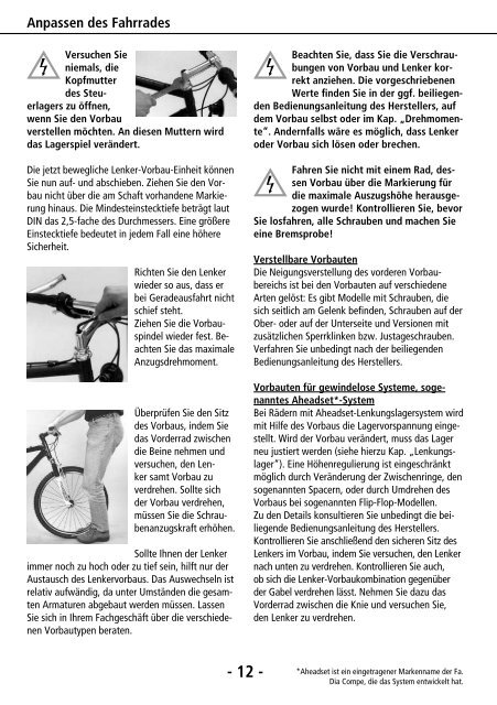 • Fahrrad-Handbuch • Inspektion • Garantie • Fahrradpass - Patria