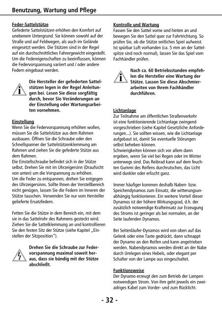 • Fahrrad-Handbuch • Inspektion • Garantie • Fahrradpass - Patria