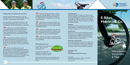 Info-Flyer E-Bikes, Pedelecs und Co - Radfahrsicherheit Paderborn