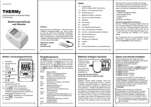 Bedienungsanleitung und Garantie - THERMy
