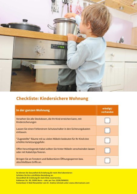 Checkliste: Kindersichere Wohnung - Elternwissen.com