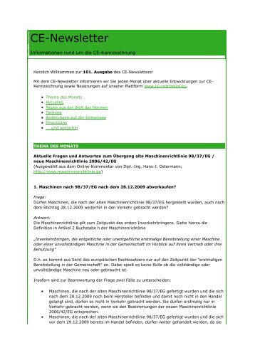 CE-Newsletter - von CE-Richtlinien.eu