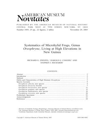 Oreophryne - AMNH Scientific Publications - American Museum of ...